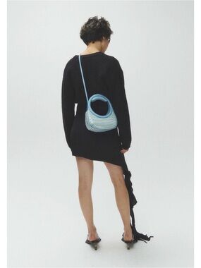 HANWEN STUDIOS Blue Croc-Embossed Nino Crossbody Clutch Purse